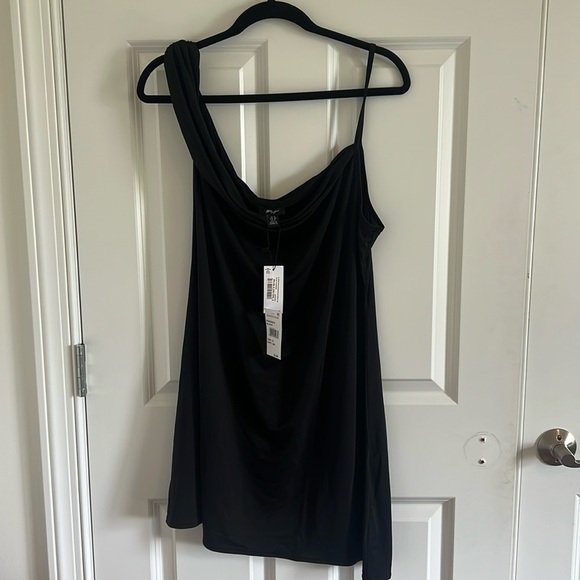 NWT Black Twisted Asymmetrical Mini Dress by Nasty Gal Size 12 - Picture 1 of 7